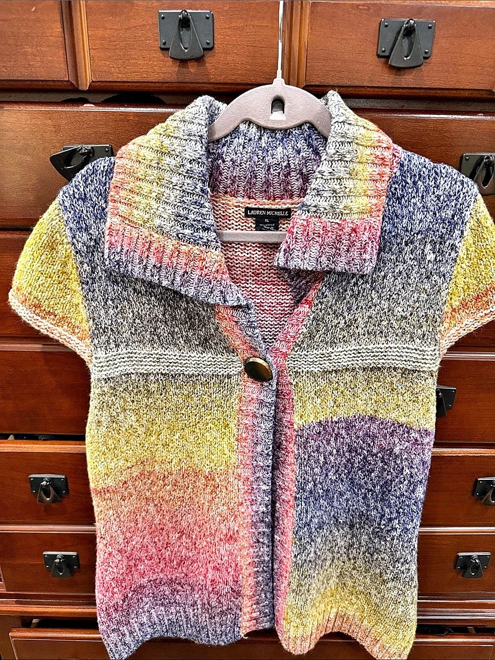 Lauren Michelle Multicolor Color Block Cardigan XL Like New
